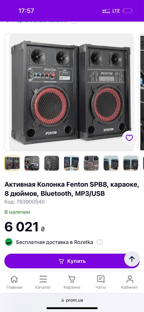 Активная Колонка Fenton SPB8, караоке, 8 дюймов, MP3/USB