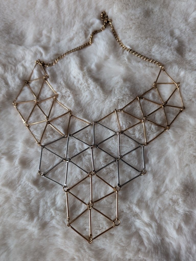 Geometryczny naszyjnik H&M. Złoto- srebrny.