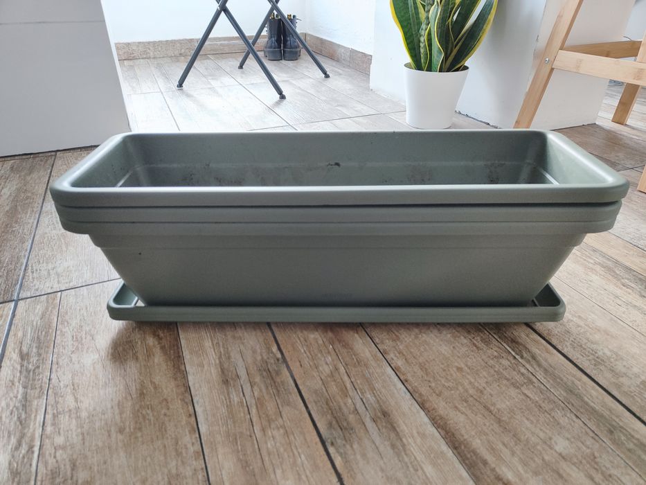 3 Floreiras + 3 pratos 60cm verde seco