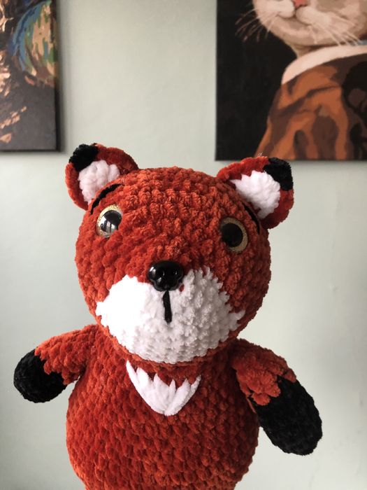 Pluszowy rudy lis na szydełku