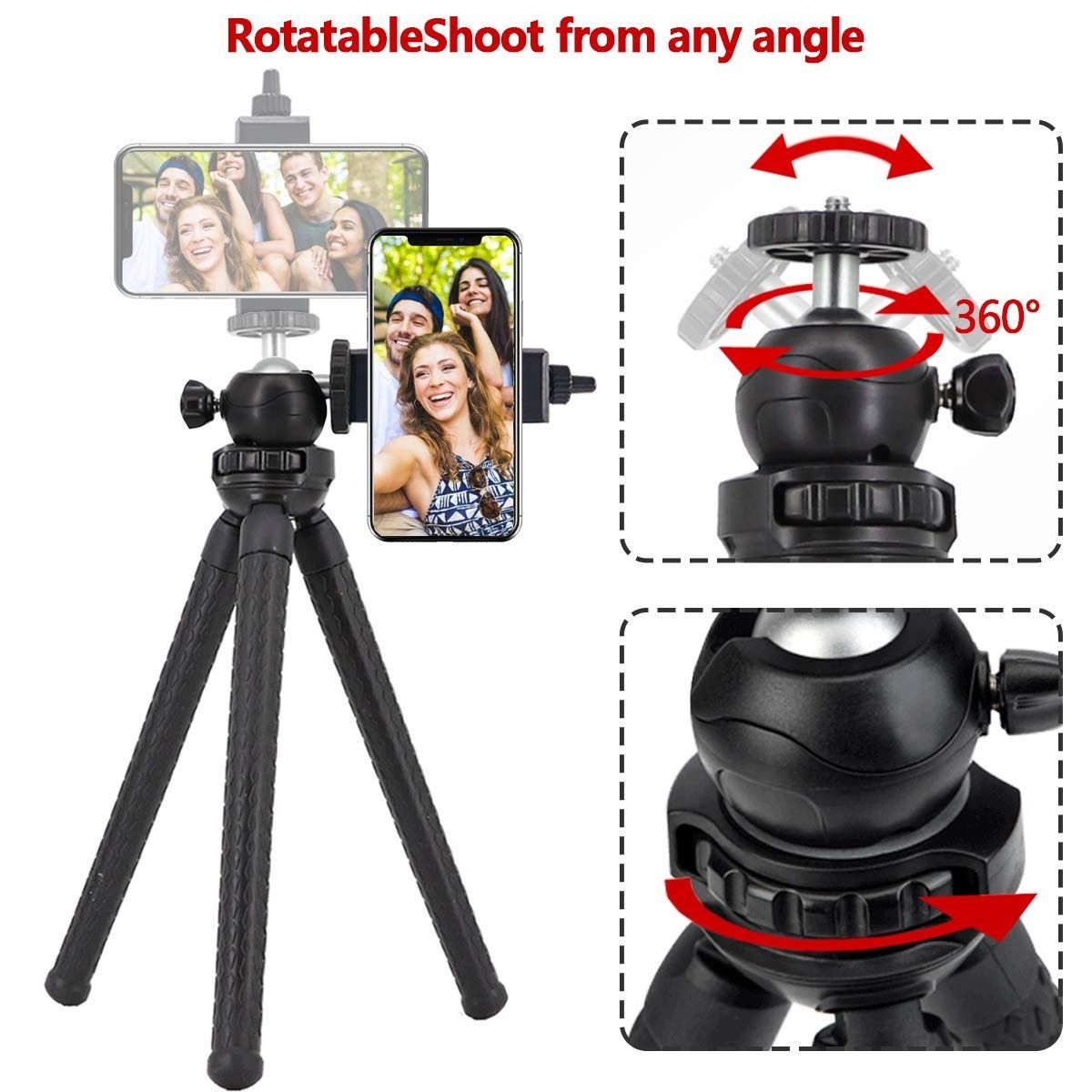 Statyw elastyczny giętki octopus telefon aparat GoPro gwint 1/4 +pilot
