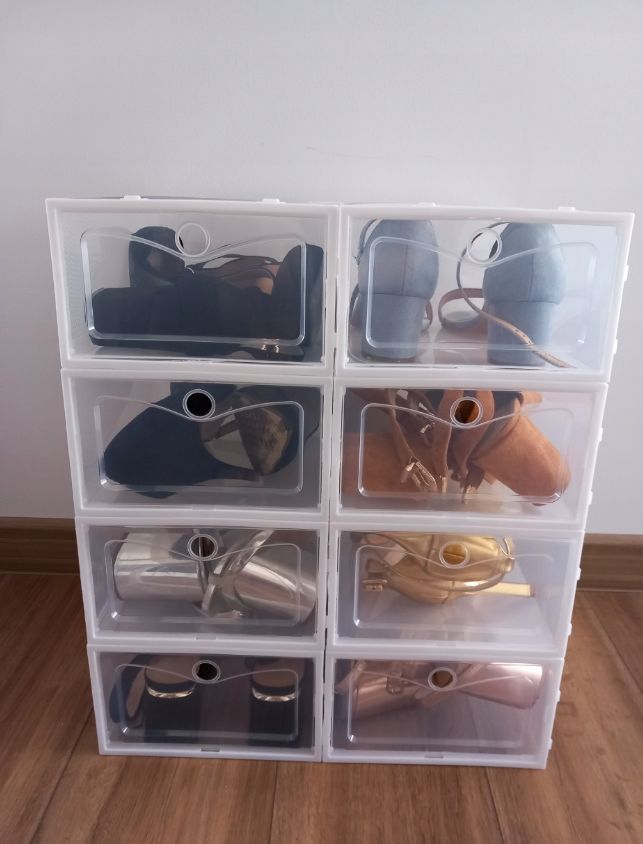 Biała szafka na buty regał z 20 organizerami z klapką
