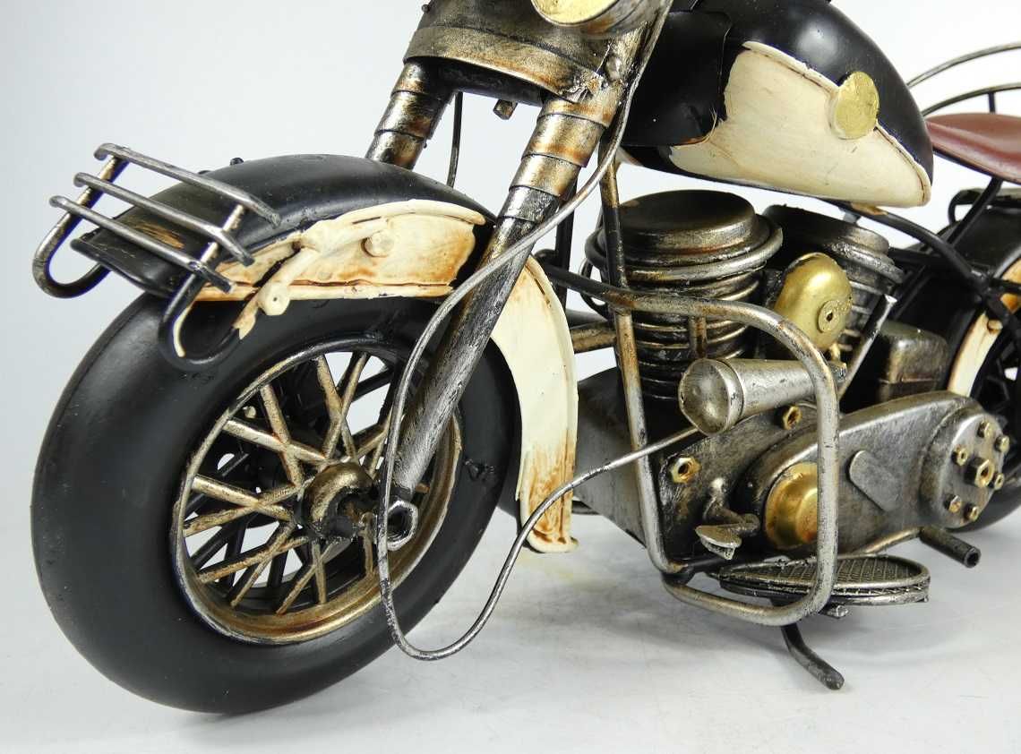 Metalowy czarny MOTOR retro pojazd 34 cm motocykl
