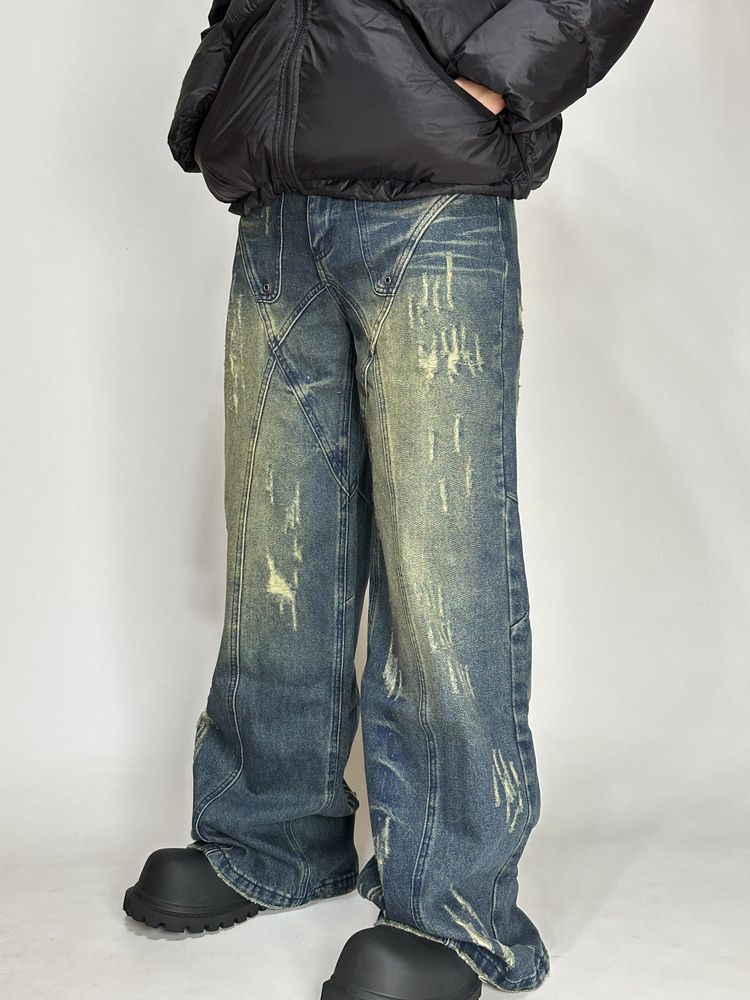 NFS NO FAITH STUDIOS baggy faded jeans distressed archive opium джинсы