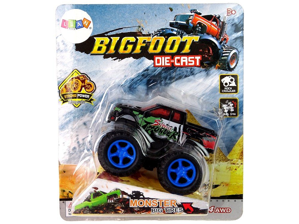 Auto Resorak Z Naciągiem Monster Truck Big Foot Gumowe Opony Rampa