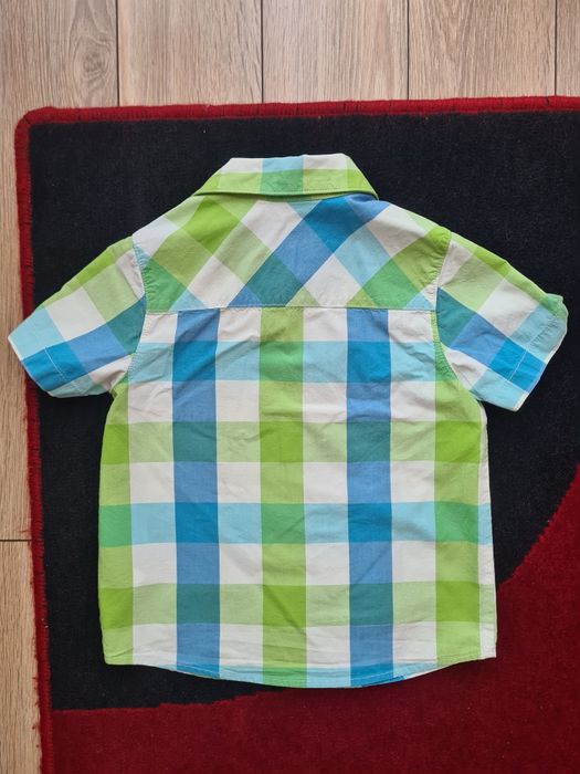 Koszula h&m rozmiar 98 z krótkim rękawem zielona niebieska