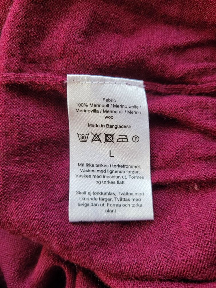Fioletowy męski sweter w serek 100% wełna merino Dressmann