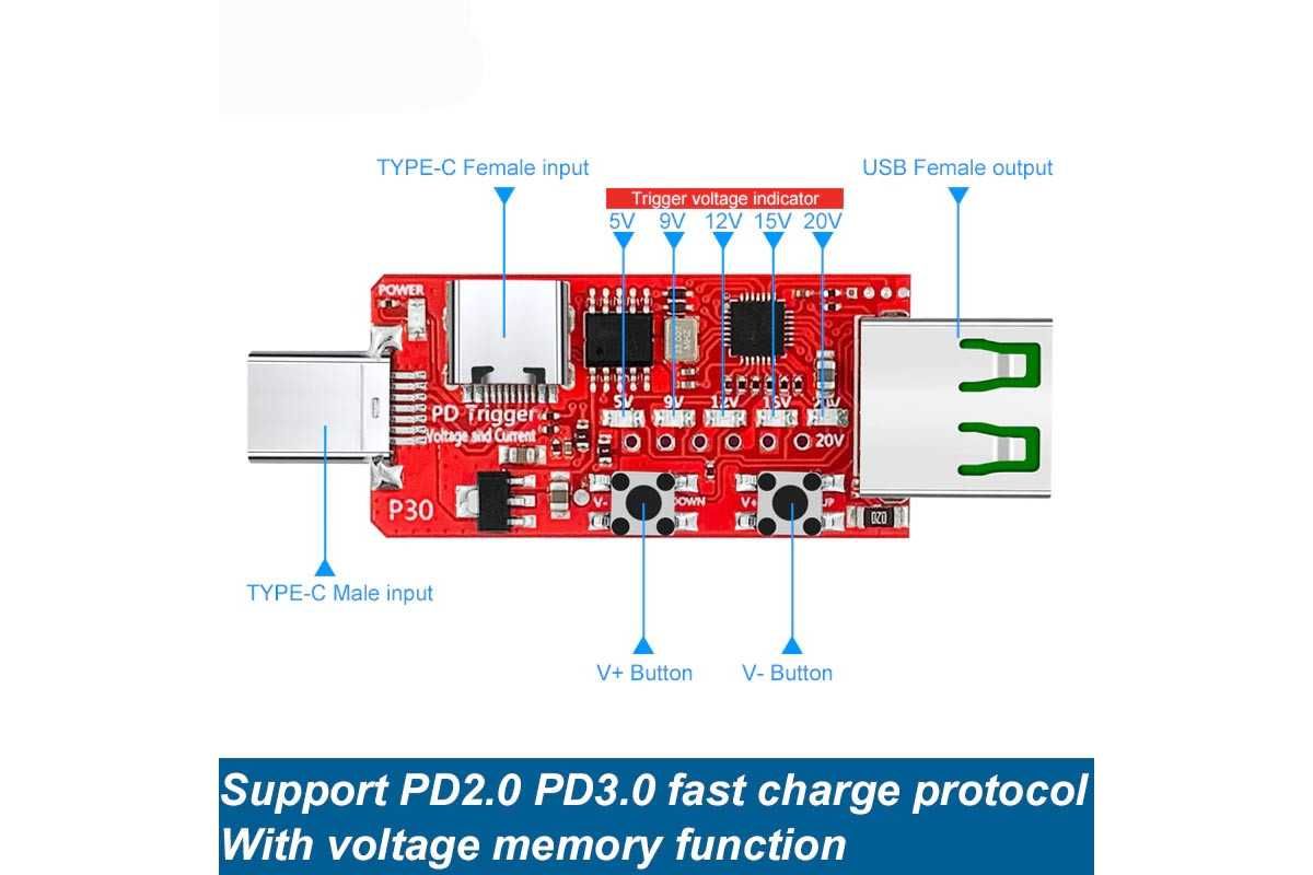 Триггер PD P30 5V 9V 12V 15V 20V PD2.0 PD3.0 Trigger Тригеры