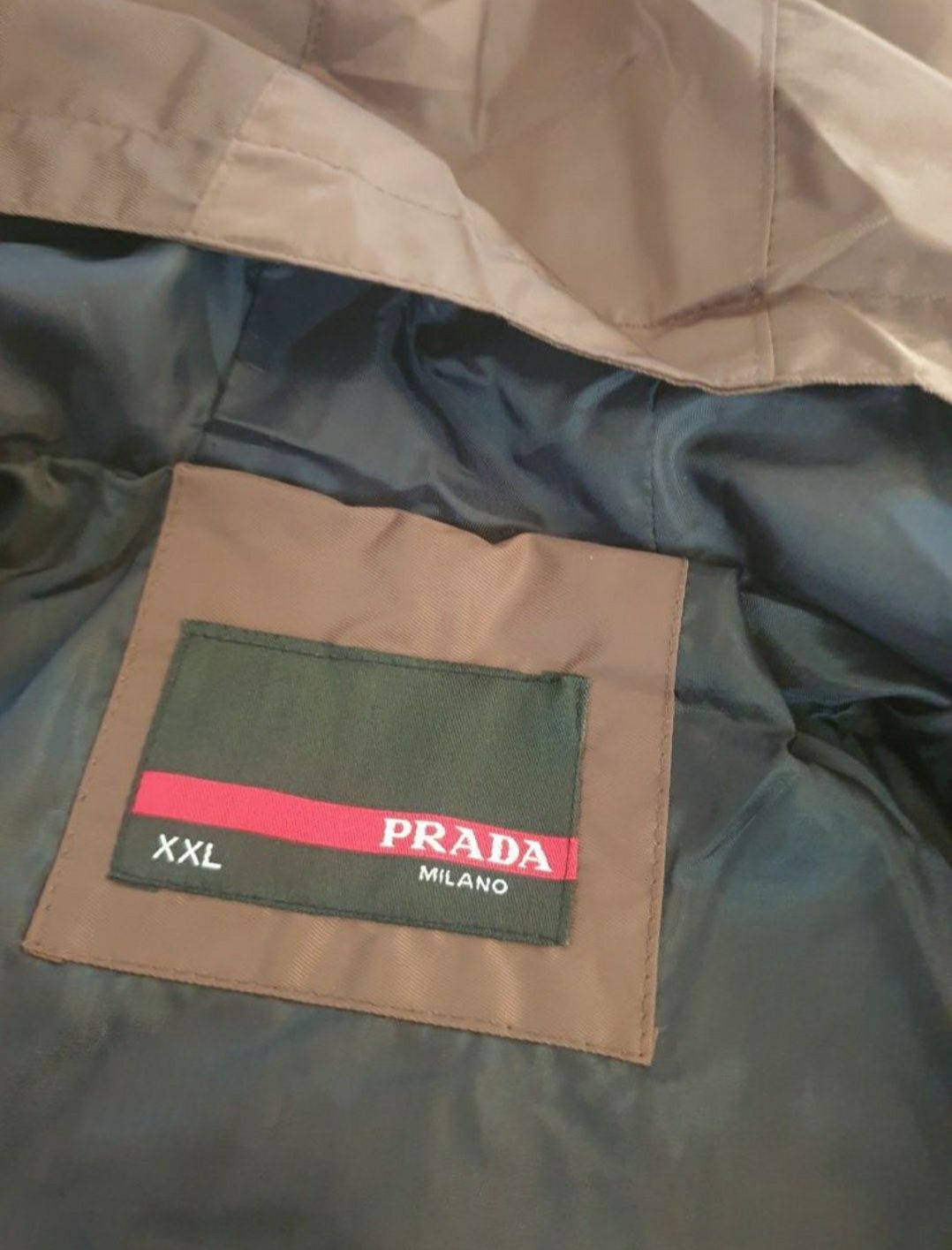 Kurtka męska 2XL khaki wiatrówka kaptur brązowa PRADA