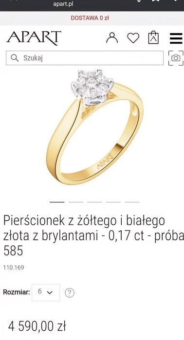 Pierścionek zaręczynowy z diamentem