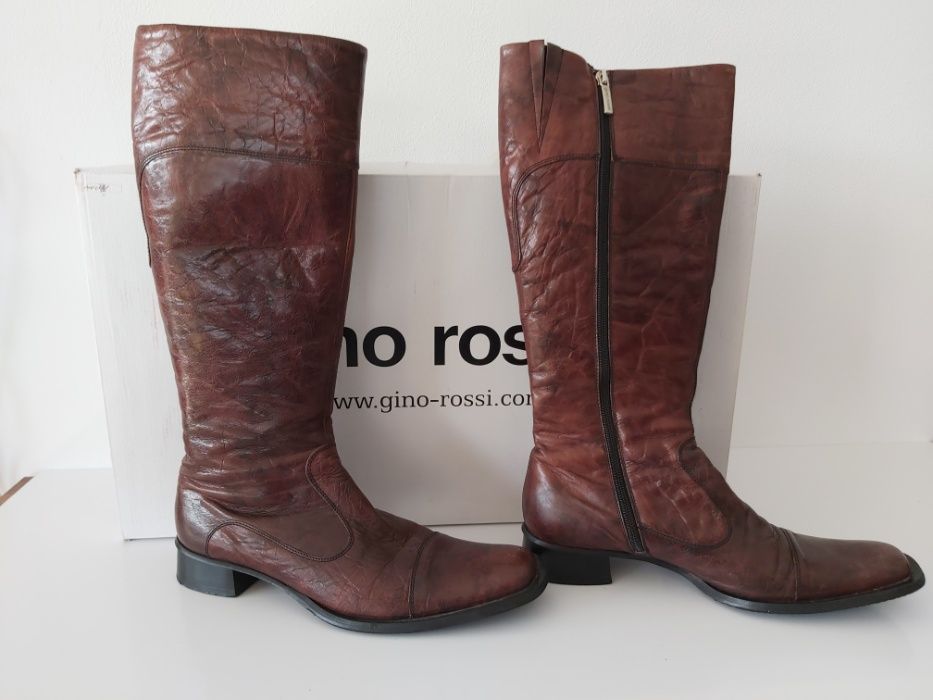 Oficerki GINO ROSSI brązowe NEVIA rozmiar 38 kozaki skóra naturalna