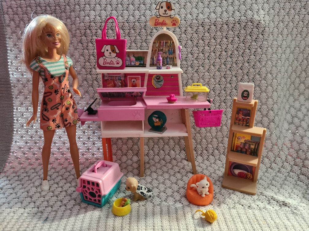 Zestaw Barbie sklepik salon dla zwierząt
