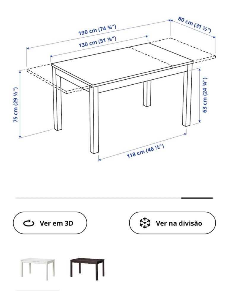 mesa de refeição IKEA LANEBERG mesa extensível