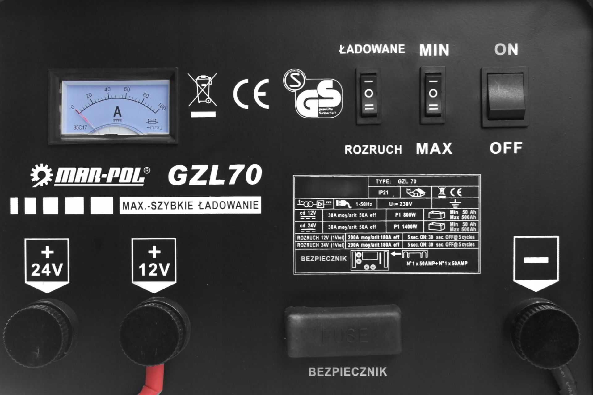 PROSTOWNIK SAMOCHODOWY Roruchem Do Akumulatorów 180A 12V 24V 50-500AH