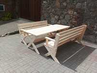 Zestaw mebli ogrodowych – stół 200x90 + dwie ławki 180 cm – solidne dr