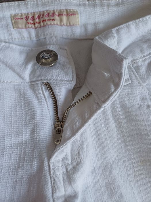Białe spodnie Denim Us Miss rybaczki r. 36 długość 3/4 tube slim jeans