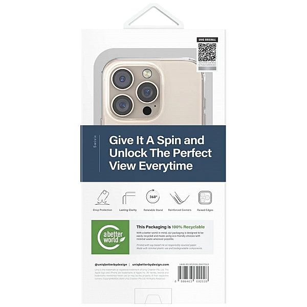 Etui UNIQ Swivix 360 Rotating Kickstand na iPhone 16 - złote