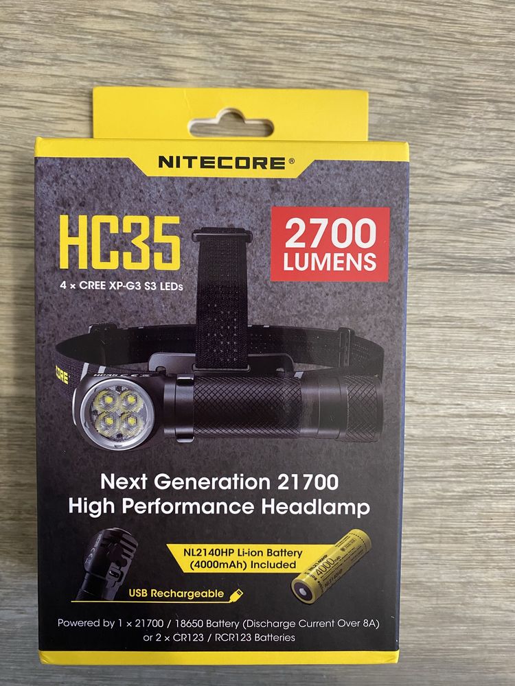 Ліхтар налобний Nitecore HC35 з акумулятором