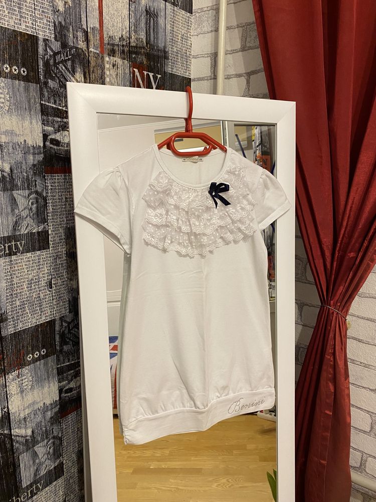 Новая белоснежная школьная блуза, блузка Benini, 158-164см