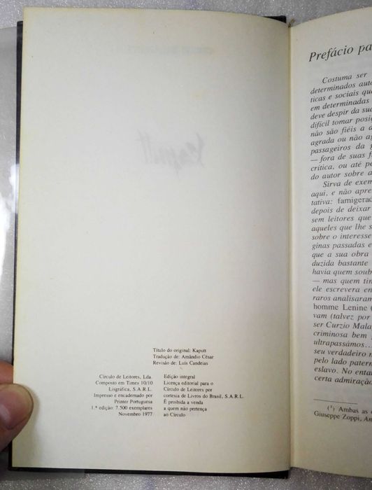 Livro  Kaputt (Curzio Malaparte)