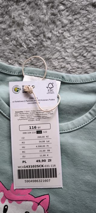 Nowa bluzka tunika coccodrillo r. 116