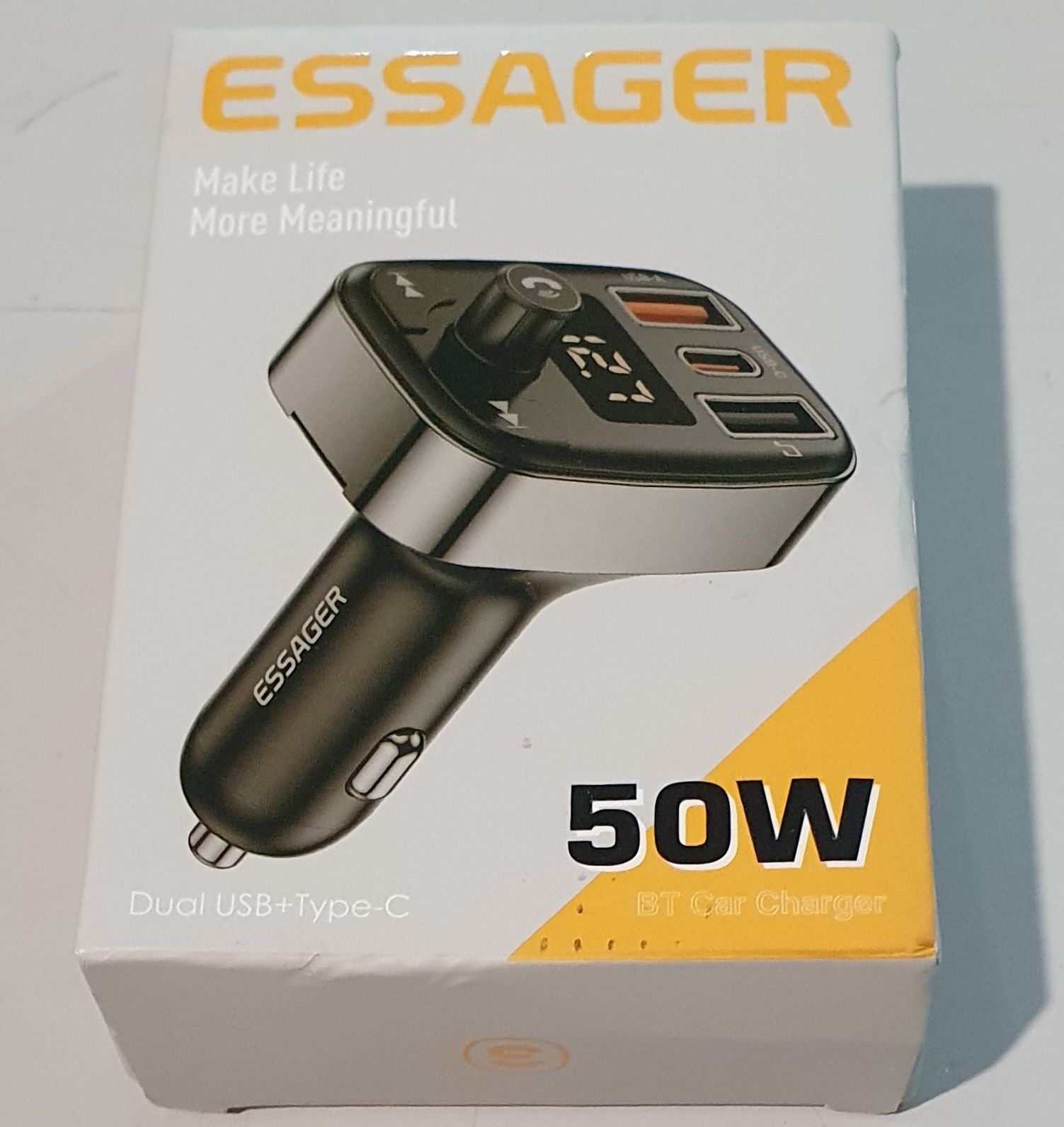 FM трансмітер Bluetooth автомобільний модулятор ESSAGER 50W Type-C