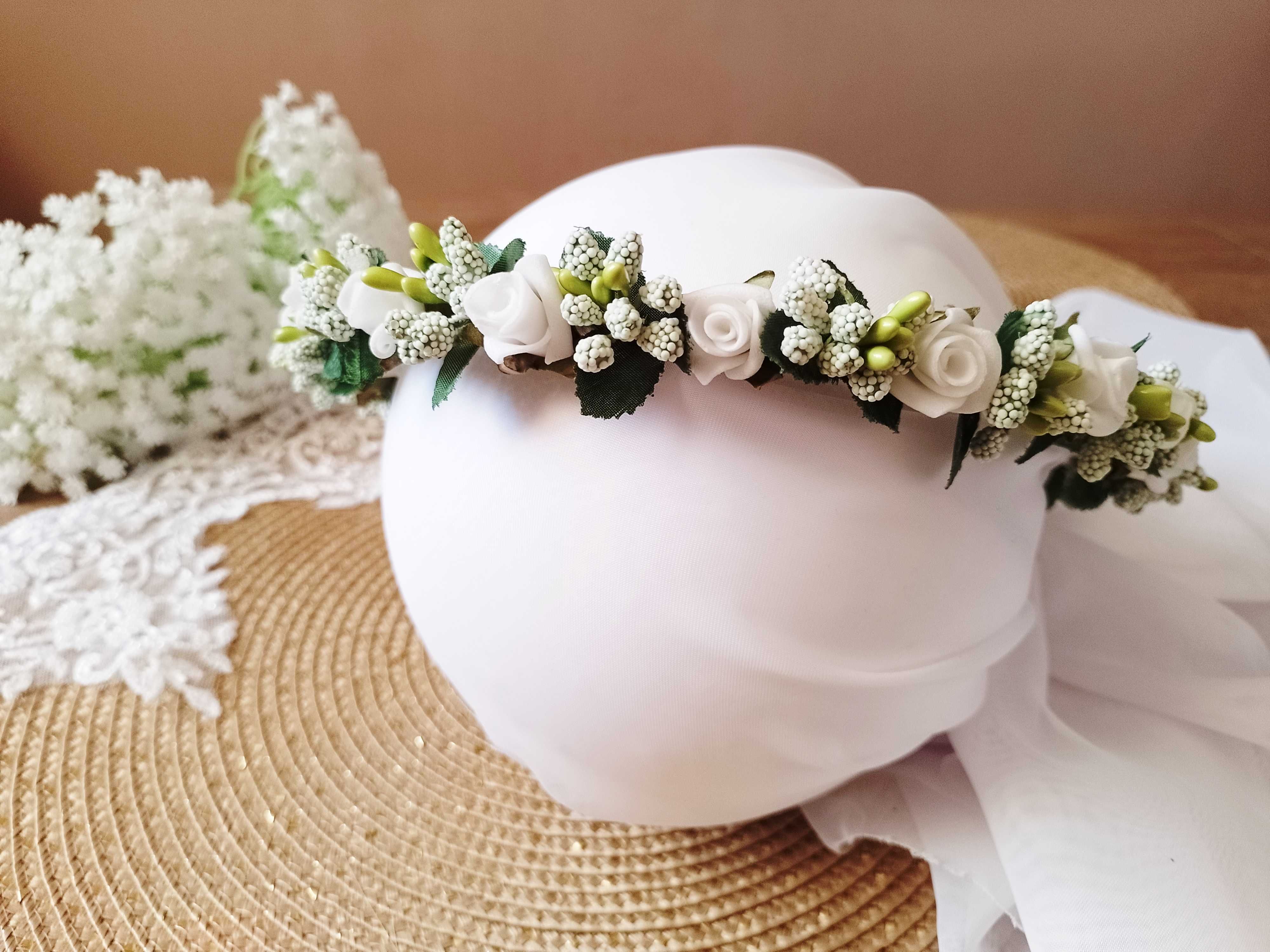 Wianek komunijny kwiatowy komunia biały tydzień elegancki do komunii