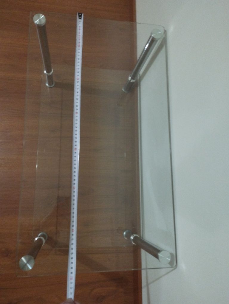 Mesa de Centro em Metal Cromado e Vidro