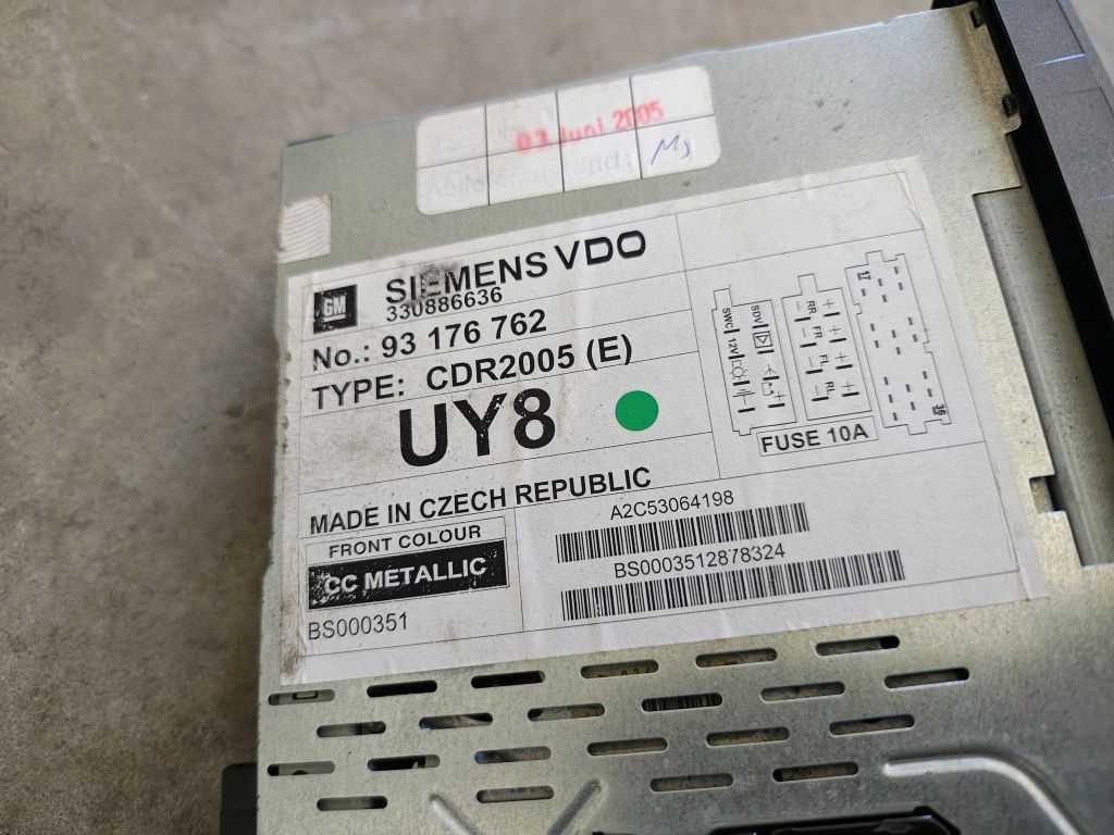 Vectra C Signum Meriva Corsa radio CD CDR 2005 VDO + kod i inne