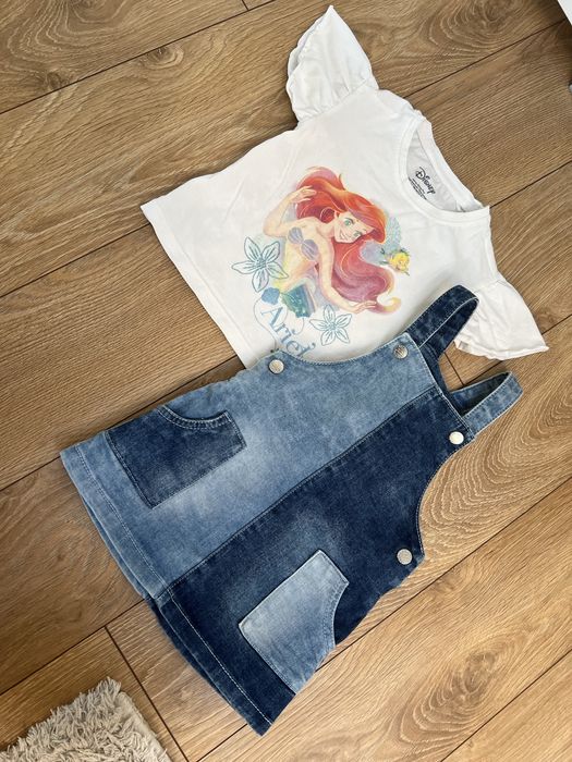 Komplet sukienka jeans i tshirt dla dziewczynki