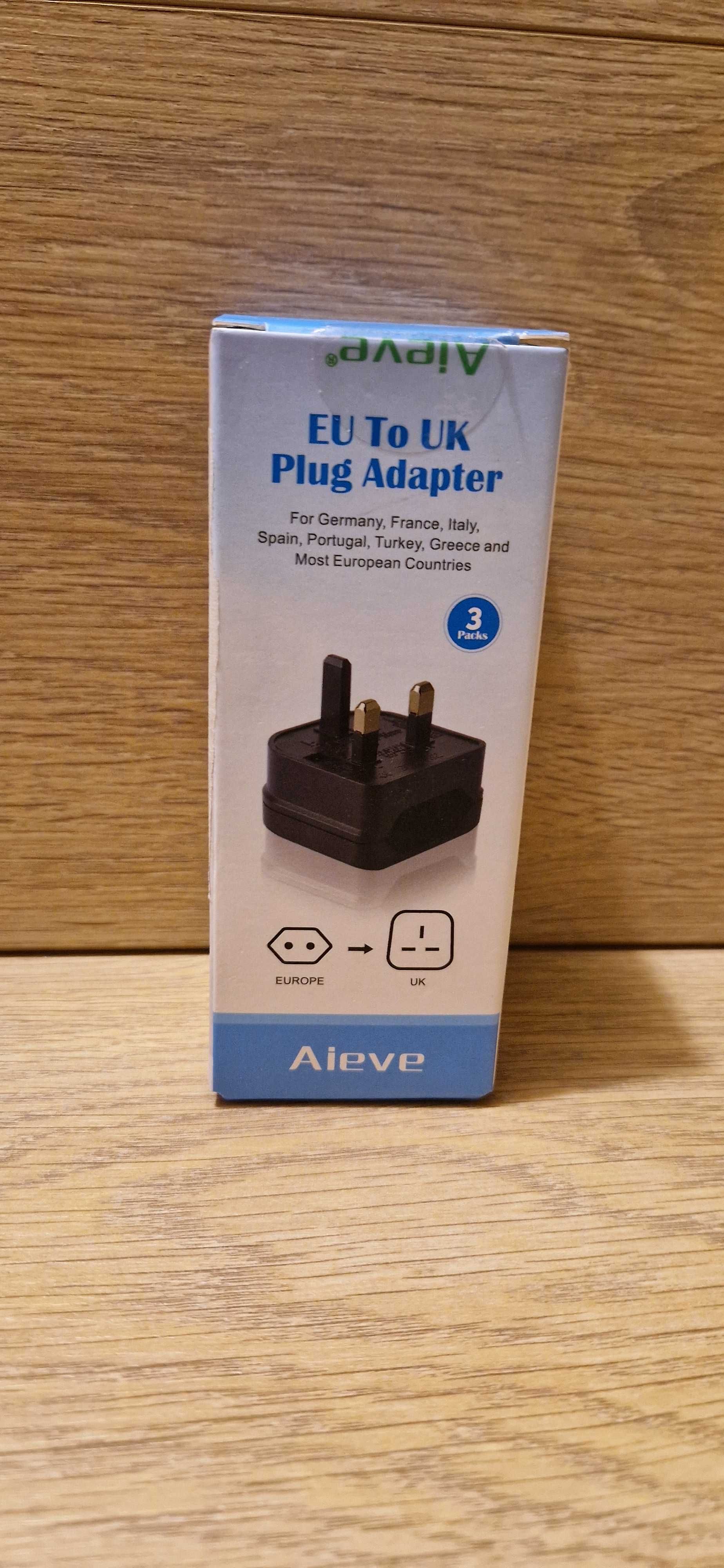 Adapter do wtyczki Europejskiej do Wielkiej Brytanii, Aieve 3szt.