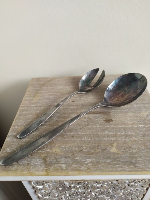 Sztućce do sałatki WMF Plater srebro Niemcy Stylowe starocia