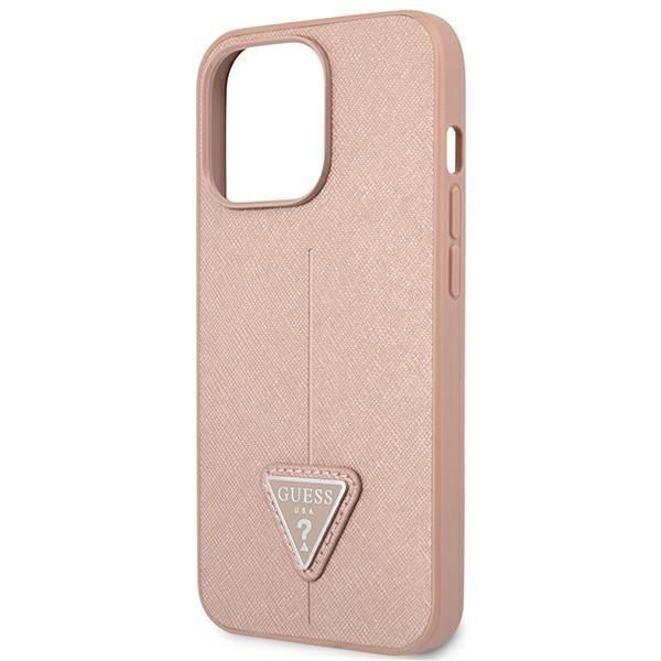 Etui na iPhone 14 Pro Max Guess Saffiano Triangle Różowy