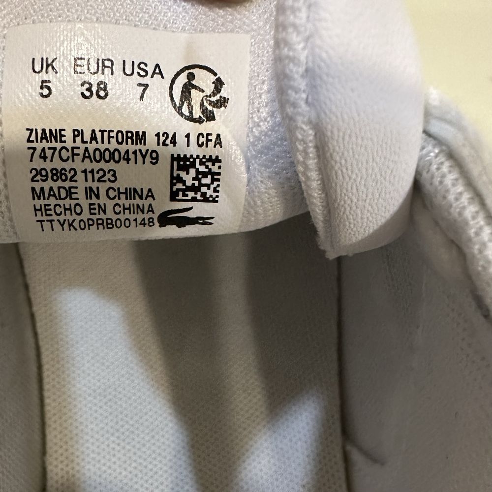Lacoste. Жіночі  кеди.  Оригінал.  Нові. Розмір 38.