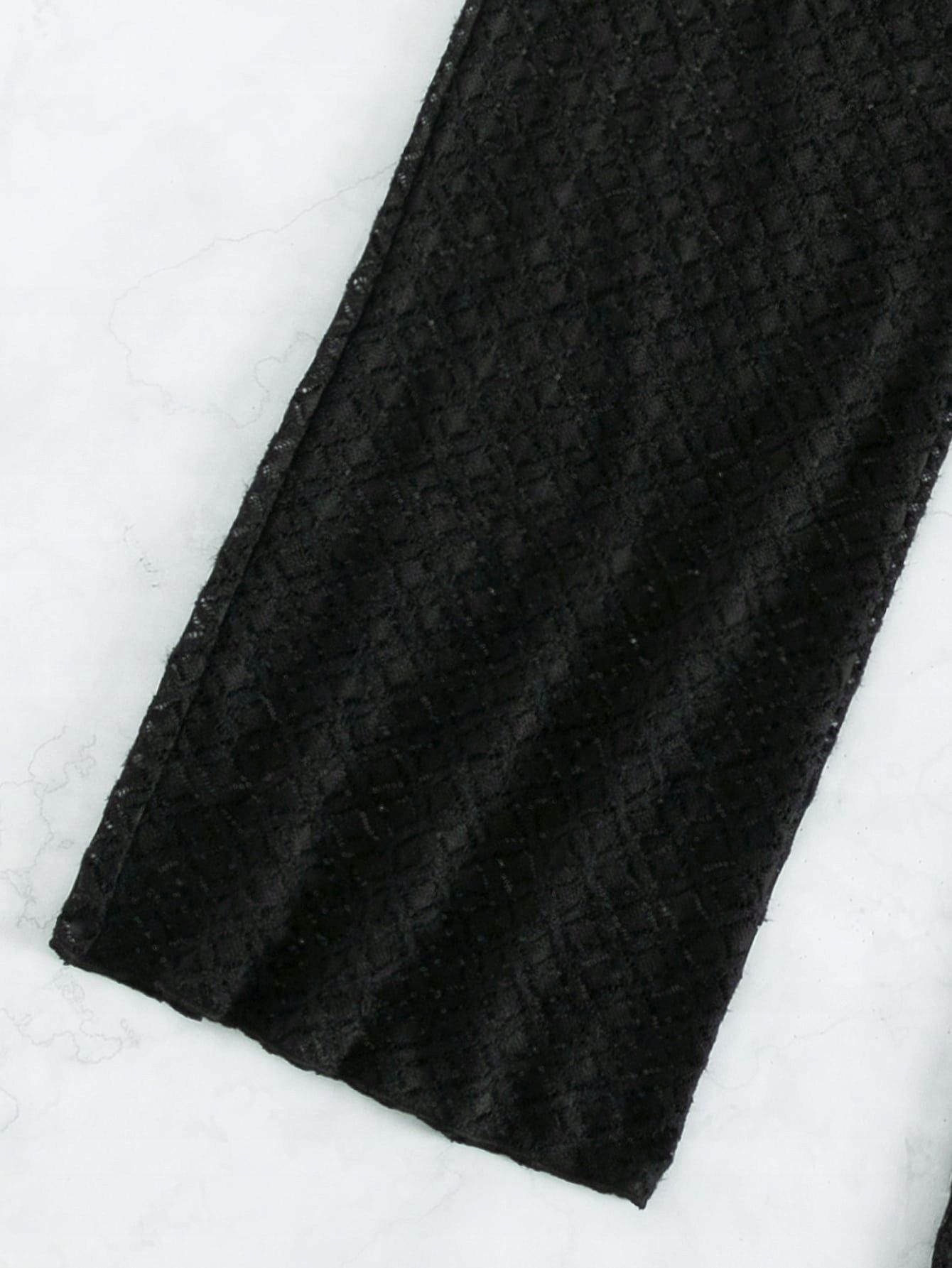Spodnie Sexy Narzutka Ażurowe Czarne Casual Shein Xl 42
