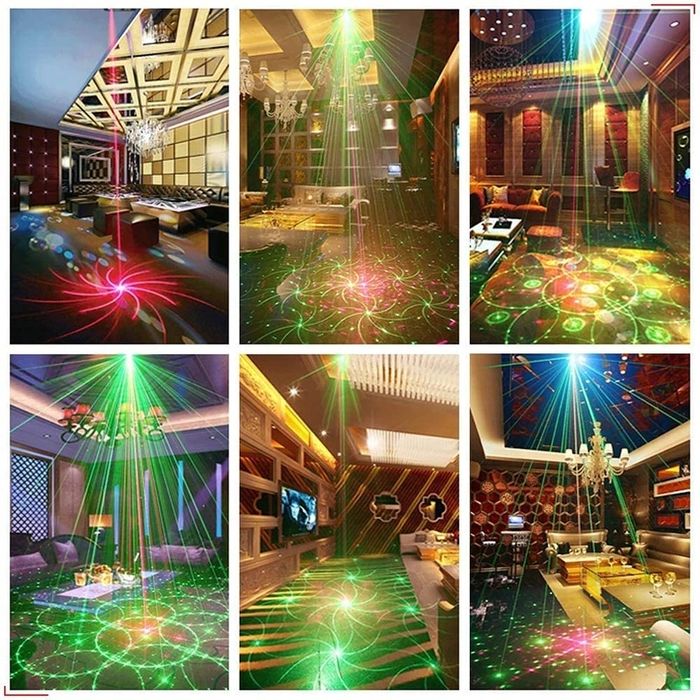 Projetor de luz e laser multi cores para festas com comando remoto