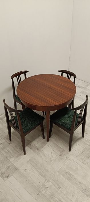 stół okrągły rozkładany średnica 90 cm vintage design stary drewniany
