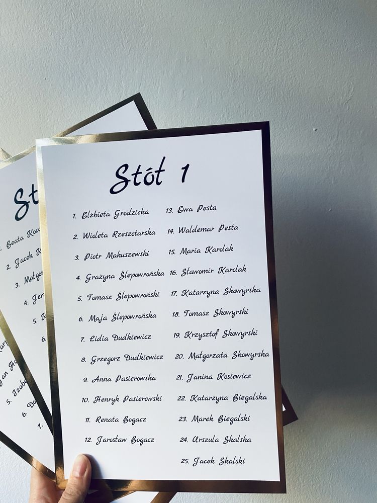 Plan stołów ze złotą ramką
