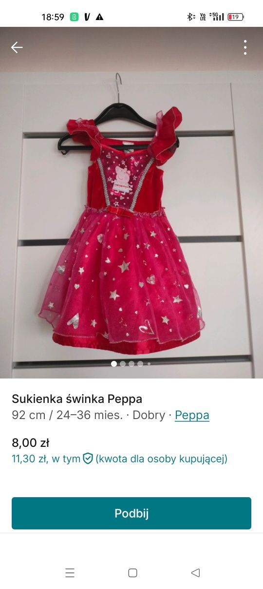 Sukienka świnka Peppa