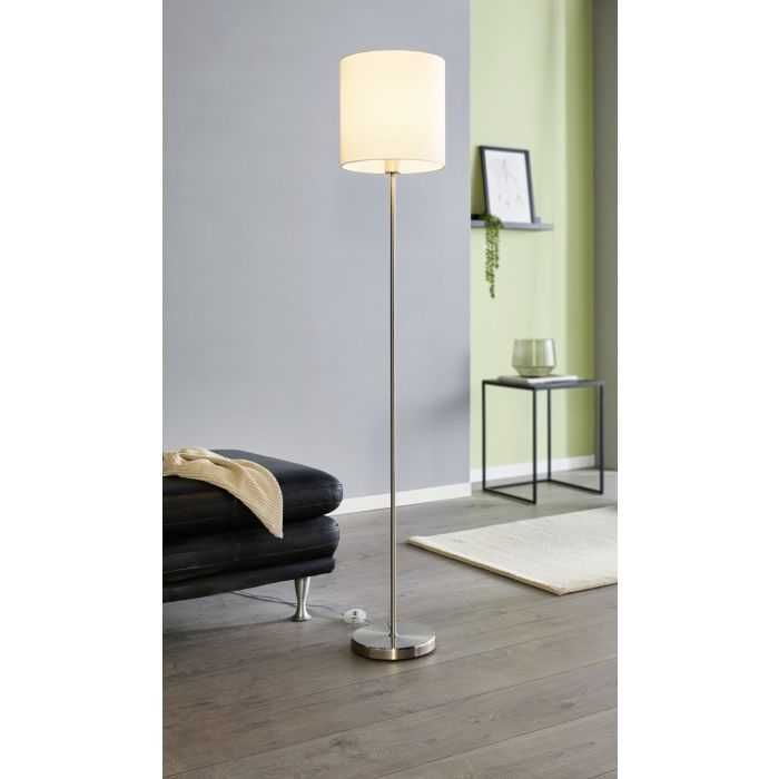 Lampa podłogowa z białym abażurem Eglo PASTERI, odcienie szarości
