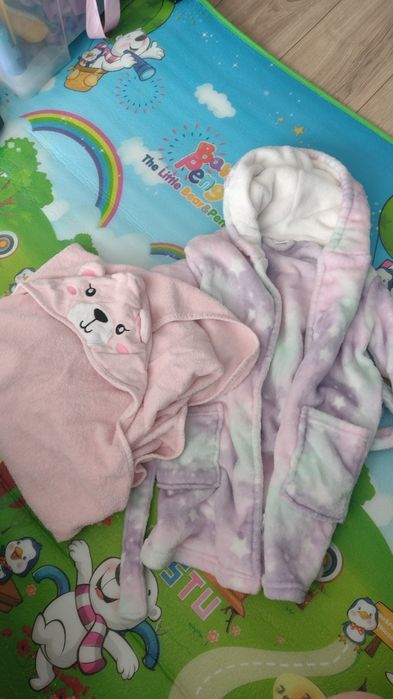 Kocyki niemowlęce dziewczęce X2 + ręcznik + szlafrok