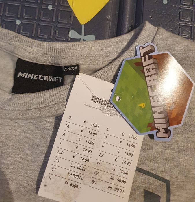 Bluza Minecraft Nowa z metką 158 cm - 164 cm szara