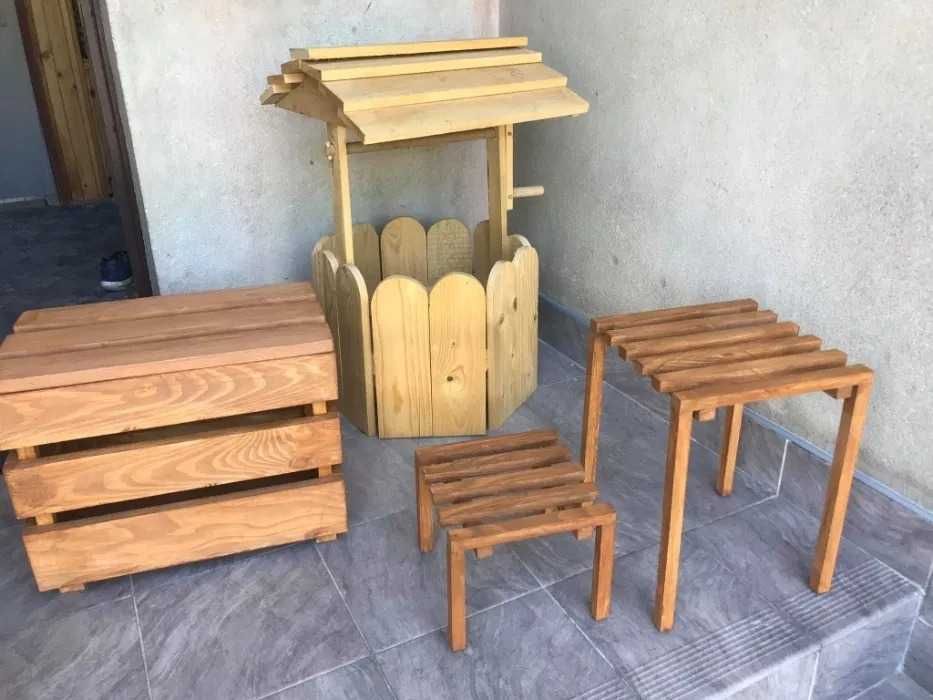 DREWNIANY Kwietnik, taboret pod kwiaty, 0017