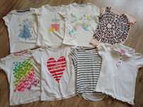 7 sztuk T-shirt r.116/122 H&M 5-10-15 białe motyw serca Elza jednoroże