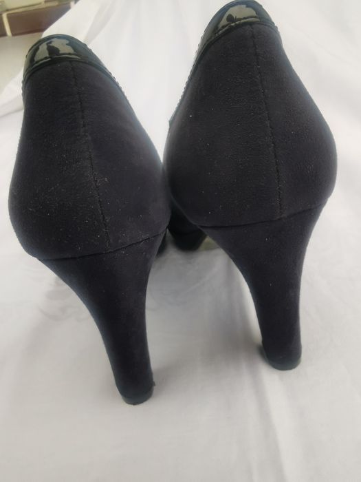 Czółenka damskie, granatowe, bugatti