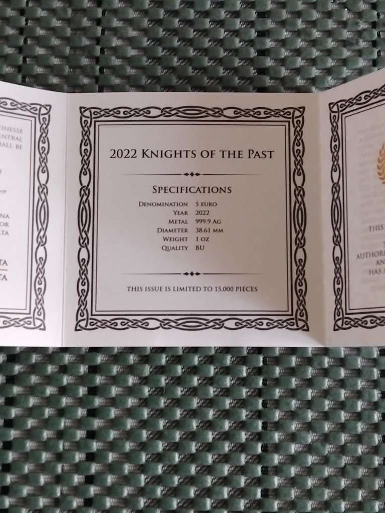 Rycerze Przeszłości-Knights Of The Past-srebrna moneta kolekcjonerska