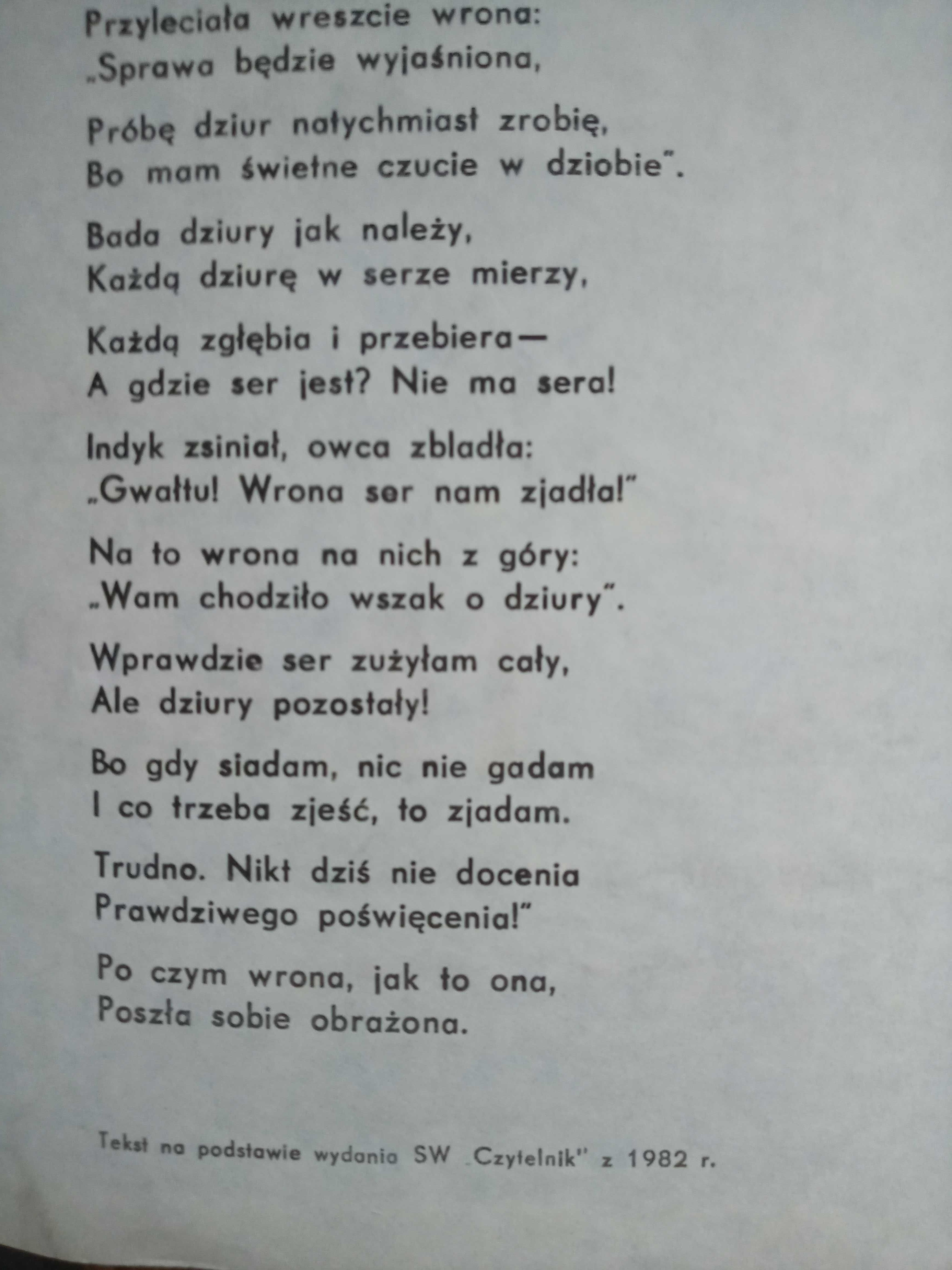 Malowanka dla dzieci, Jan Brzechwa, Wrona i ser, PRL