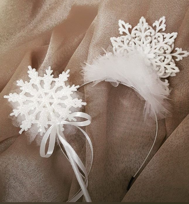 Обруч сніжинка ободок снежинка корона новорічна прикраса