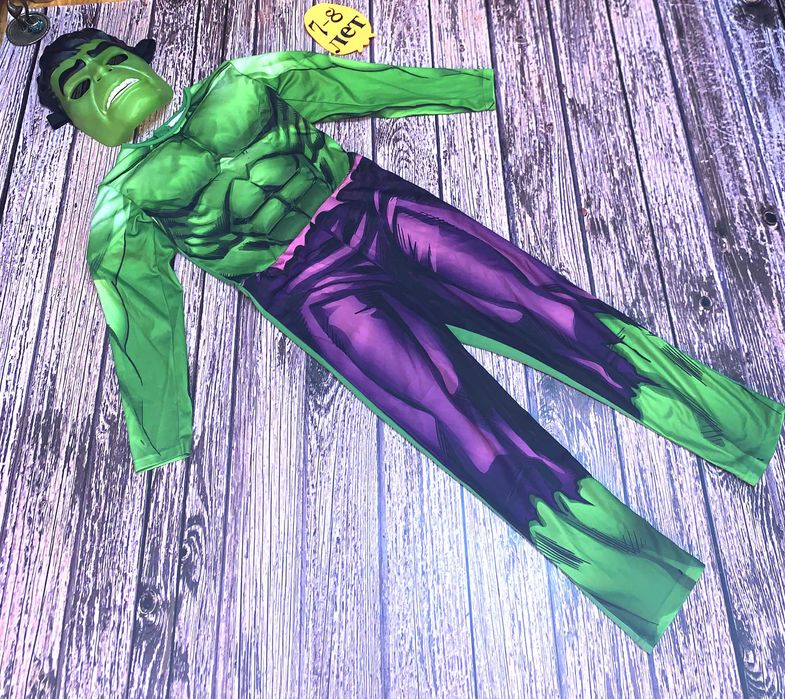 Новогодний костюм Халк с маской  для мальчика 7-8 лет, 122-128 см