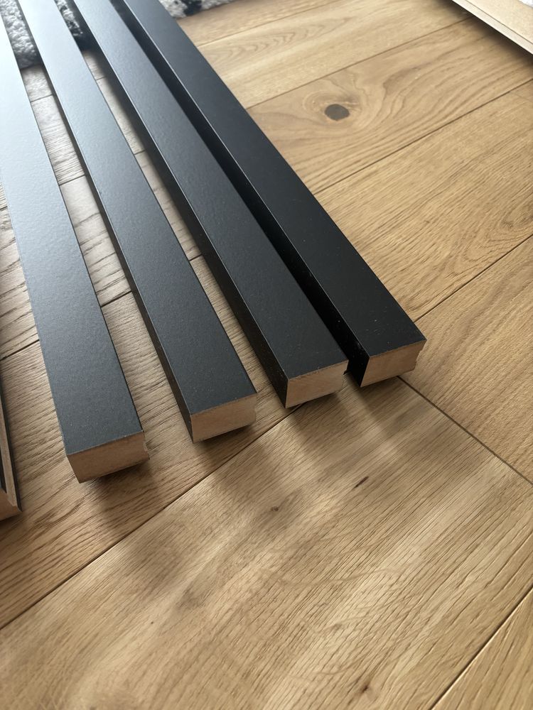 Lamele 3d ścienne czarny mat MDF 3x4 cm 275cm (30x40 mm 2750 mm)